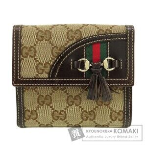 Gucci Double Hook Wallet GG Horsebit Bifold Canvas Leather